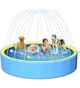 Yivsen Sturdy Hard Plastic Dog Pool Anti-Slip 63In, Foldable Portable Kiddie/Kids Sprinkler Swimm...