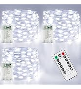 3 Pack Fairy Lights Battery Operated with Remote Control Timer, 26 FT 80 LED String Lights Outdoo...