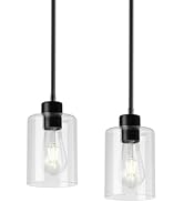 KLSS Black Pendant Lights Kitchen Island,Modern Farmhouse Glass Pendant Light,Light Fixture Kitch...