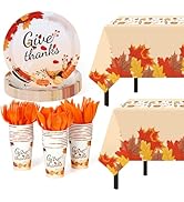 Thanksgiving Party Supplies,152Pcs Give Thanks Themed Party Set,Thanksgiving Dinnerware Sets,Than...