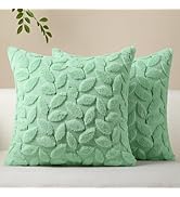 Softalker Spring Decorative Throw Pillow Covers 18 x 18 Inch Set of 2, Summer Leaves Soft Faux Fu...