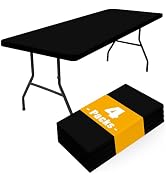 Smiry 4 Pack Rectangle Picnic Table Cloth, Waterproof Elastic Fitted Tablecloths, Washable Polyes...