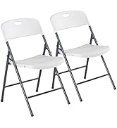 DUMOS 2 Pack Folding Chairs Heavy Duty with Ergonomic Back - Plastic Stackable Portable Dining Ch...