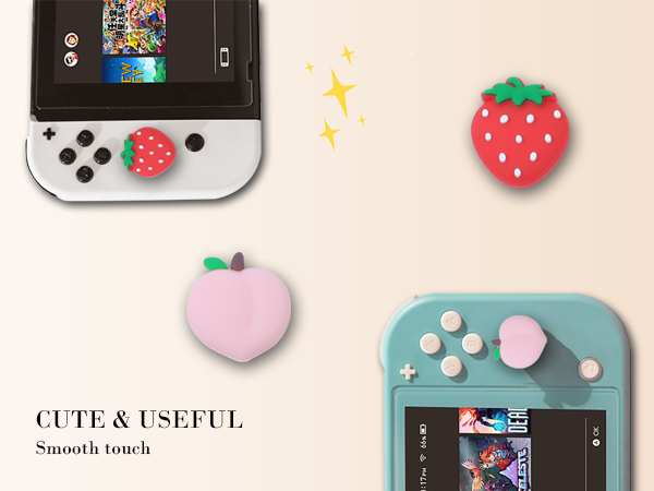 Switch joycon thumb grips strawberry peach