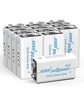 Fuspower 9V Batteries for Smoke Detector: Ultra Long Lasting Fire Alarm Battery 12 Pack - 6F22 Su...