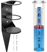 Rain Gauge Outdoor,7" Rain Gauges Outdoors Best Rated with Metal Rack Holder, Freeze Proof Rain M...