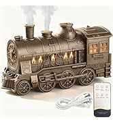 300ml Train Essential Oil Diffuser, 2 Color LED Vintage steam Christmas Train Aromatherapy Diffus...