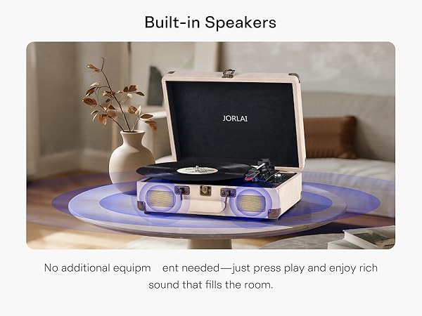 Portable Bluetooth Record Player with USB Playback Rechargeable Battery