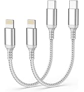 Adiceve 6 Inch USB C to Lightning Cable 2 Pack [MFi Certified], Short USBC to Lightning Cable, Br...
