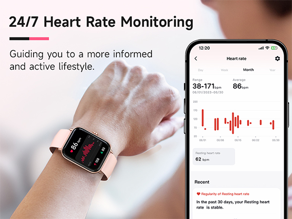 1.8" Smartwatch with Heart Rate/SpO2/Sleep Monitor, 100+ Sports Mode