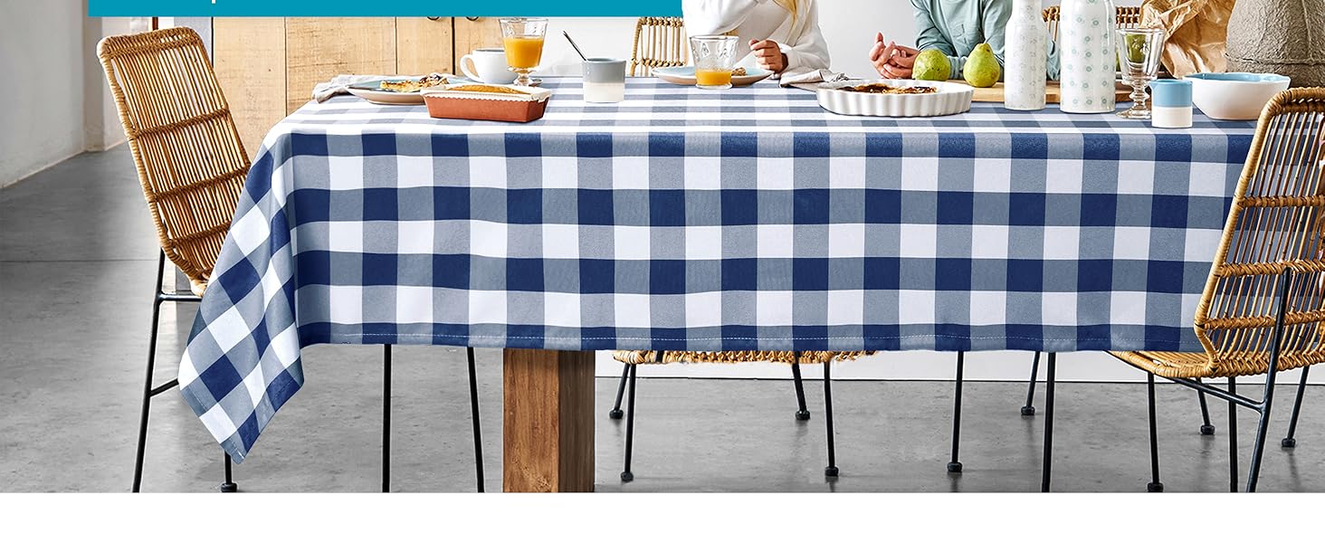 navy blue buffalo plaid tablecloth