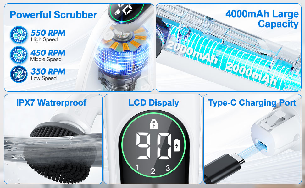 multi function electric spin scrubber