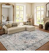 6x9 Area Rugs for Living Room: Washable Bedroom Rug Boho Vintage Rugs Stain Resistant Non Slip Lo...