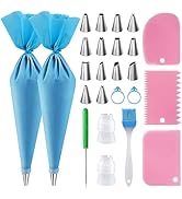 firstake Piping Bags and Tips Set - Reusable Piping Bags, 16 Inch Silicone Pastry Bags, Anti Burs...