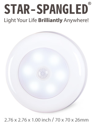 LED Motion Sensor Lights, Stick on Lights, Puck Lights, Closet Lights,Night Lights, STAR-SPANGLED