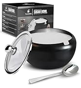Sugar Bowl with Glass Lid and Spoon | 12oz Sugar Container for Coffee Bar | Stainless Steel Holde...