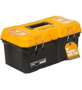 POWERTEC 16-Inch Tool Box with Trays - Lockable, Metal Latch, Organizer, Portable Storage for Too...