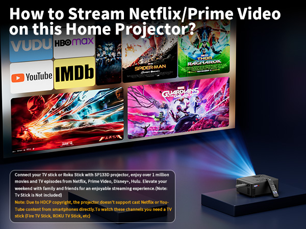 Projector, Projector with WiFi 6 and Bluetooth 5.3, 1080P HD Bluetooth Projector