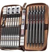 Nicpro 30PCS Black Metal Mechanical Pencil Set in Leather Case, Art Drafting Pencil 0.5, 0.7, 0.9...