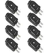 Extension Cord Replacement Male Power Plug, 2 Prong, 125V/10A, Non-Grounding, Ideal for Small App...