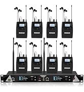 MICNAUX Wireless in Ear Monitor System, 2 Channel UHF Pro Mono IEM System for Singer Musicians, 2...