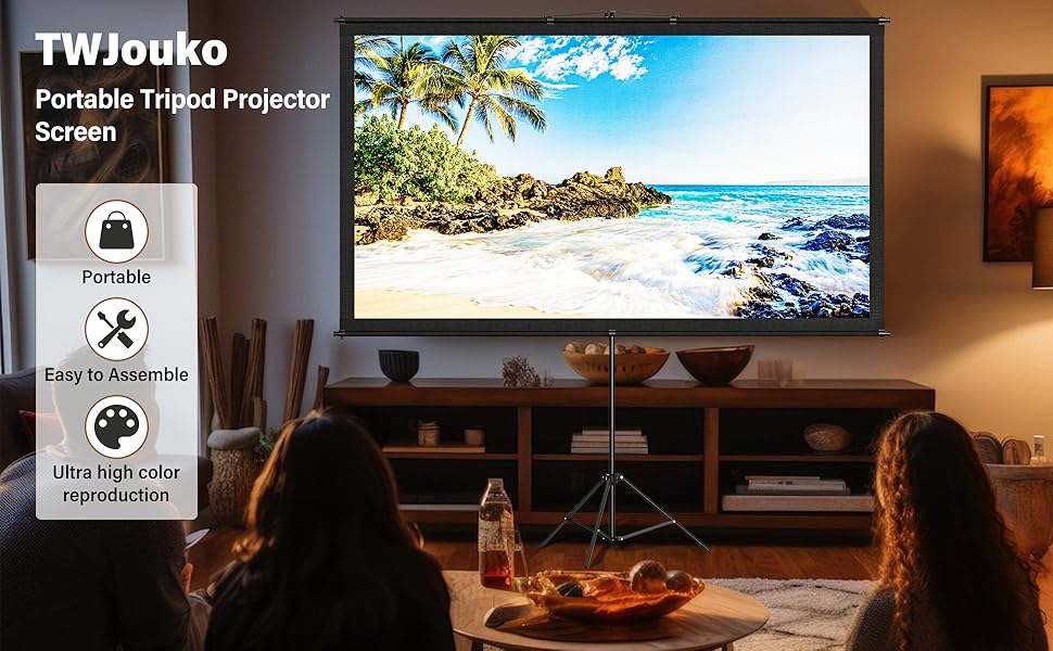 Portable Projection Screen with Single-Support Tripod Stand