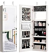 Giantex Jewelry Cabinet Armoire Door Wall Mount, 47.2in Lockable Touch Screen Lighted Full Length...