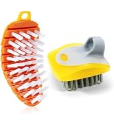 SIMPOR 2 Pack Vegetable Brush Potato Scrubber for Food, Flexible Carrot Shape Veggie Brush and Fi...