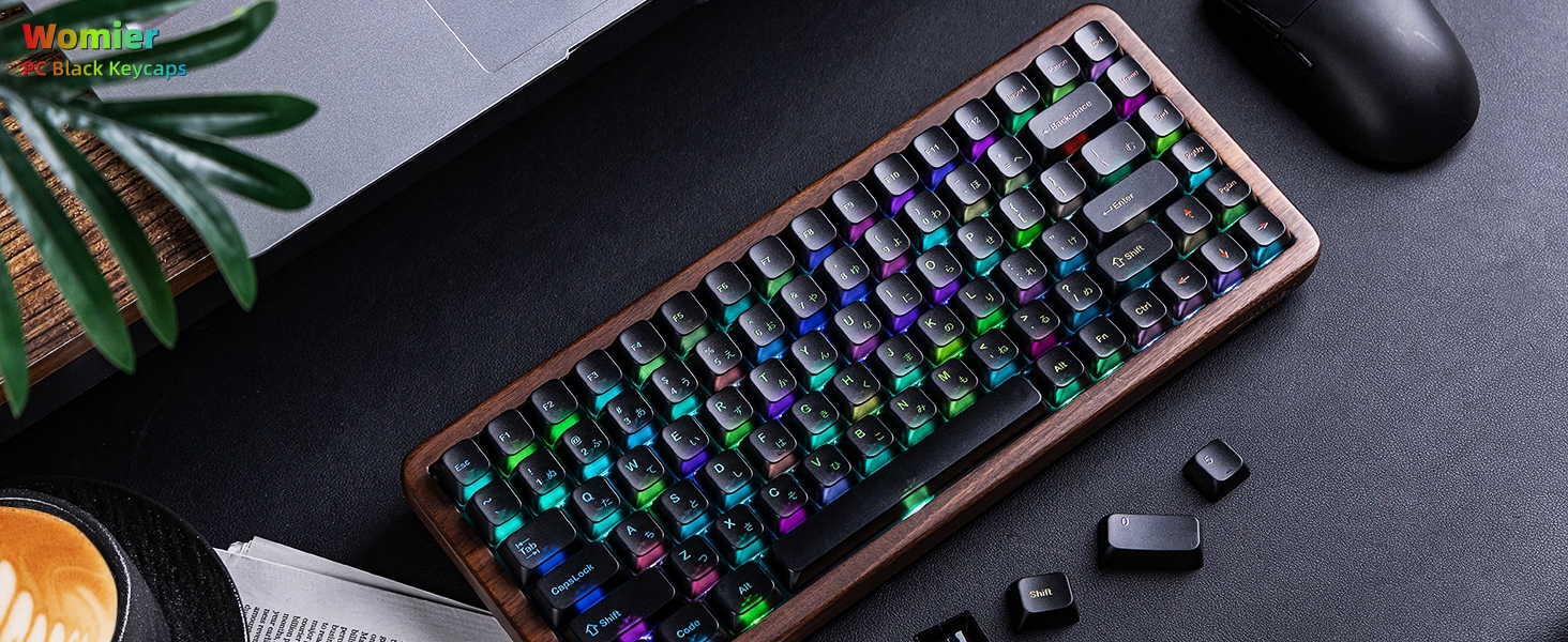 Womier Frosted Jelly Keycaps, Clear Shine Through Keycaps Mechanical Keyboard Caps