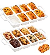 Vinino 2 Pack Mini Silicone Loaf Pans with Metal Reinforced Frame, 8-Cavity | Non-Stick Easy Rele...