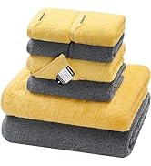 SEMAXE 8 Piece Towel Set, 2 Bath Towels 2 Hand Towels 4 Washcloths,100% Cotton Towels for Bathroo...