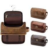 Aganmi Mens Toiletry Travel Bag, Hanging Toiletry Bag for Men with Waterproof Compartments, PU Le...