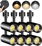 VANoopee 3-Color 10W H Track Lighting Heads Dimmable LED Track Light Heads Bright Rail Ceiling Sp...