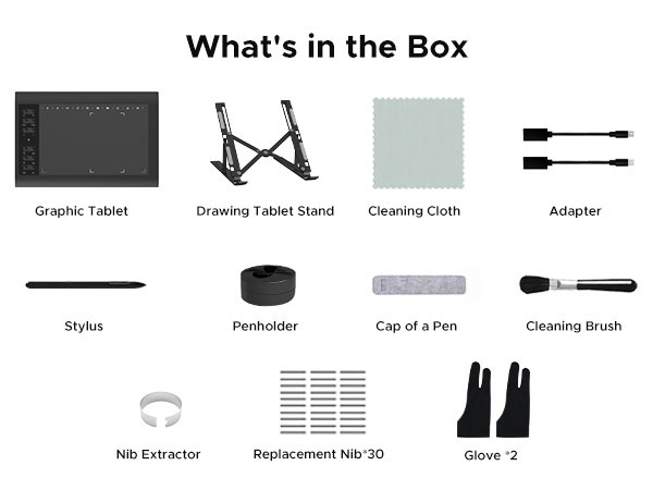 drawing tablet packing list