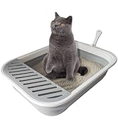 Chuyouan Senior Collapsible Cat Litter Pan - Low Entry, Foldable Pet Toilet for Elderly Cats, Gre...