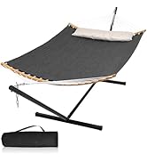 Mansion Home Double Hammock with Stand Included, Quick Dry Hammock with 12FT Hammock Stand for Ou...