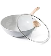 Kordisen Ceramic Wok with Lid, 12 Inch Nonstick Wok, Woks &amp; Stir-fry Pans for Cooking, Induction ...