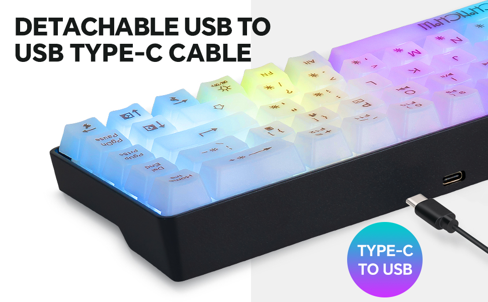detachable usb to usb type-c cable