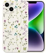 iPhone case featuring delicate floral pattern with small purple and pink flowers on white background, shown on smartphone.