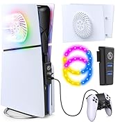 Cover Plates for PS5 Slim Console with Led Light Strip, USB Hub and Cooling Vent, Skin Faceplates...