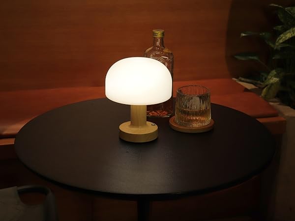 small mushroom LED table lamp rechargeable and cordless