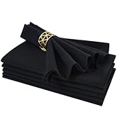 Cloth Napkins Set of 6 Washable Dinner Napkins Square 18X18 Inch Black Reusable Table Napkin with...