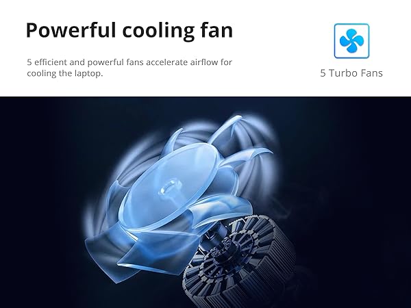 Laptop Cooler Gaming 5 Quiet Fans with Large Metal Plate