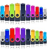 2GB USB Flash Drives 20 Pack, TATMOHIK Bulk USB 2.0 USB Drives Swivel Thumb Drives Muticolor Jump...