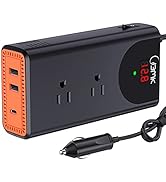 300W Pure Sine Wave Inverter, BMK DC 12V to AC 110V Car Adapter 2.4A Dual Smart USB Ports Type-C ...