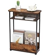 Narrow Side Table,3-Tier Slim End Table with Storage Shelf,Modern Sofa Table Thin Side Table for ...