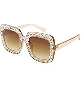 ROYAL GIRL Elton Square Rhinestone Sunglasses Oversized Diamond Bling Bling Glasses