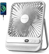 Deyagoo 10000mAh Portable Desk Fan, Max 28H Runtime, Ultra-Thin Quiet Rechargeable Battery Operat...