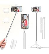 Selfie Stick Tripod, 40 in Retractable Phone Tripod with Wireless Remote Control &amp; Light, Portabl...