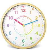 Learning to tell time clock wall classroom analog playroom teach time rainbow